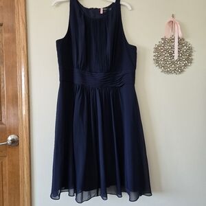 Ralph Lauren Evening Navy Pleated Layered Dress Size 18
